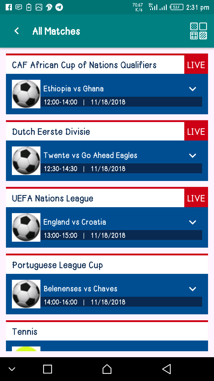 Enjoy free Live Tv and matches on the Tv Tap app