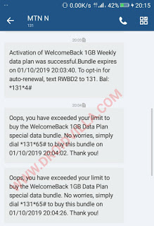 MTN WelcomBack special offer now have limits of subscription