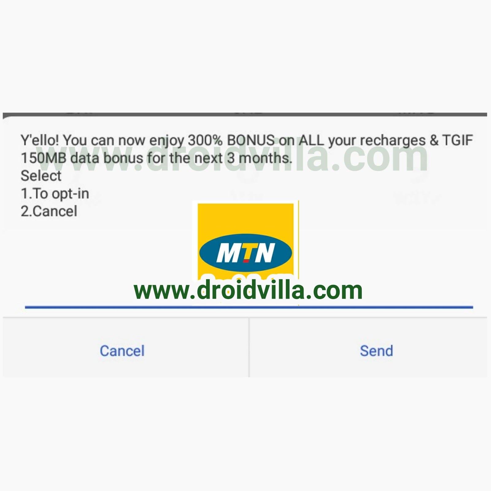 Activate MTN 300% Bonus + 150MB On All Recharge: New offer