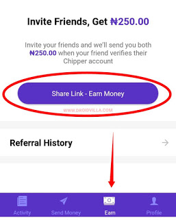How to earn and accumulate free 250 Naira For Every Referral on chipper Cash Referral program.