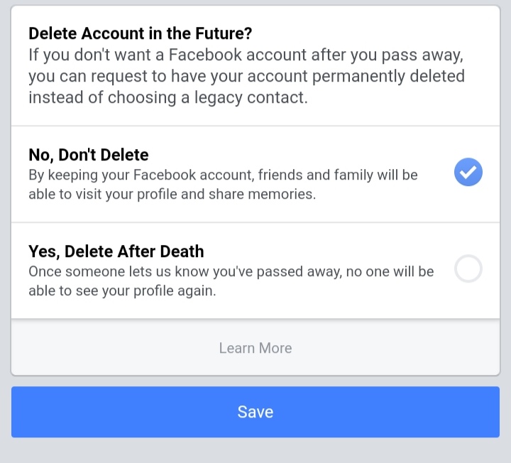 Facebook introduces "Add a Legacy Contact", which lets someone manage your Facebook when you die
