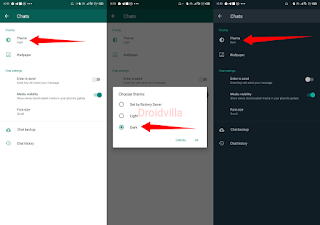 Whatsapp dark mode activation droidvilla 