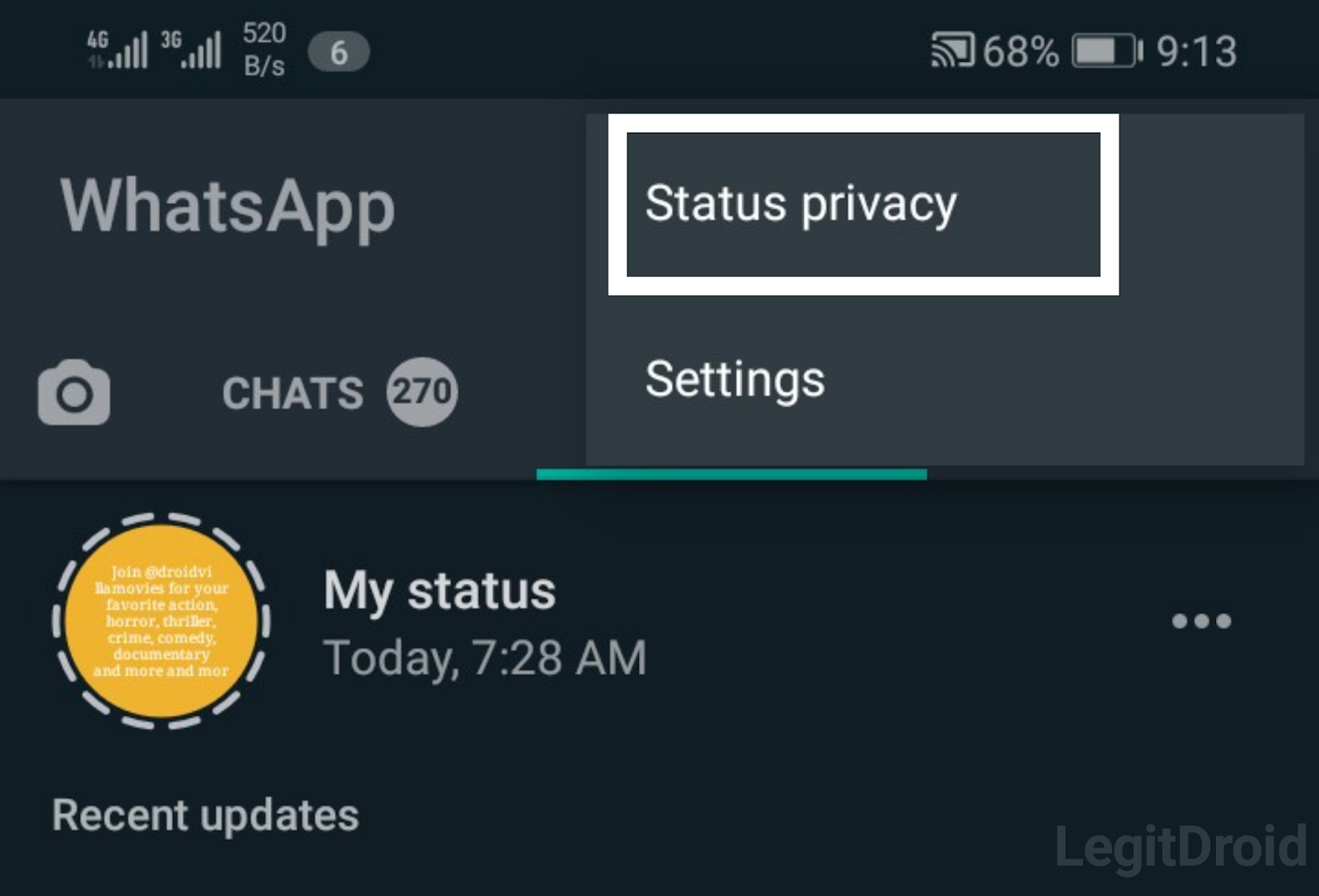Whatsapp status privacy privatize 