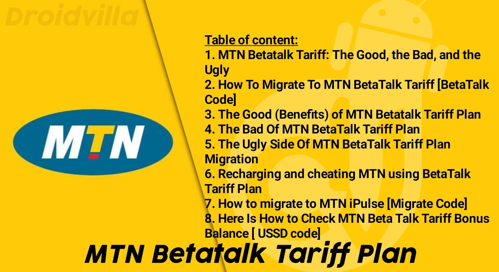 MTN Betatalk Tariff code