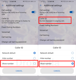 Disable caller id android 
