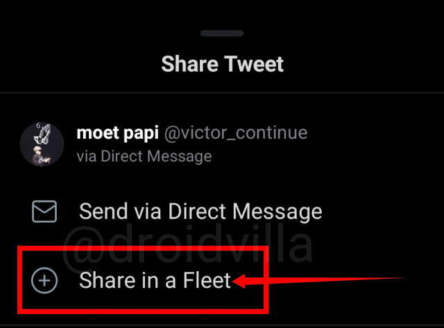 Share tweets to fleet