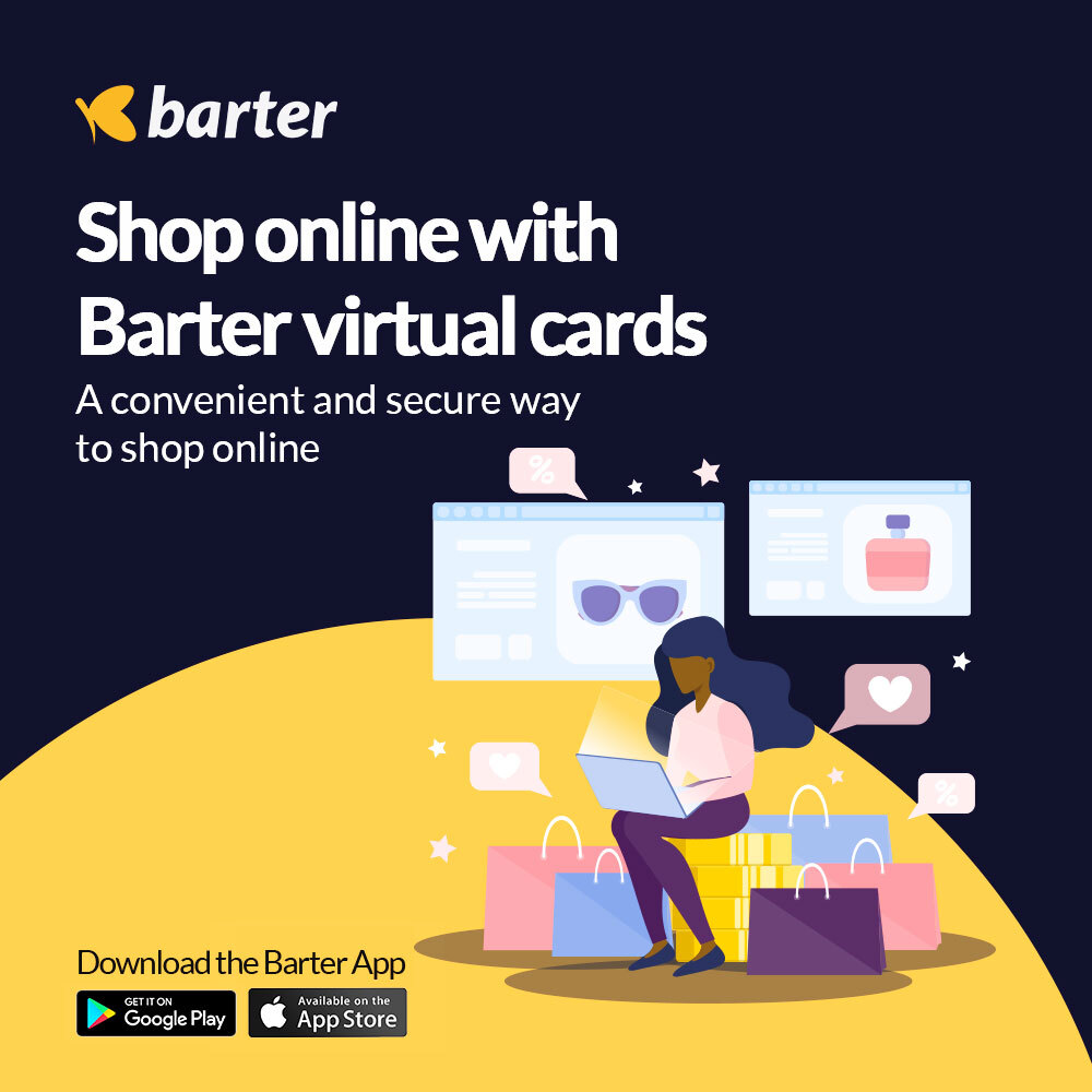 Shop with barter virtual card online