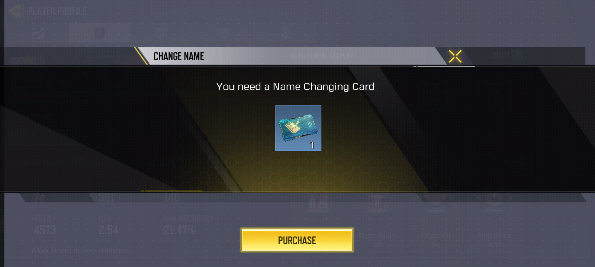 Purchase name changing card