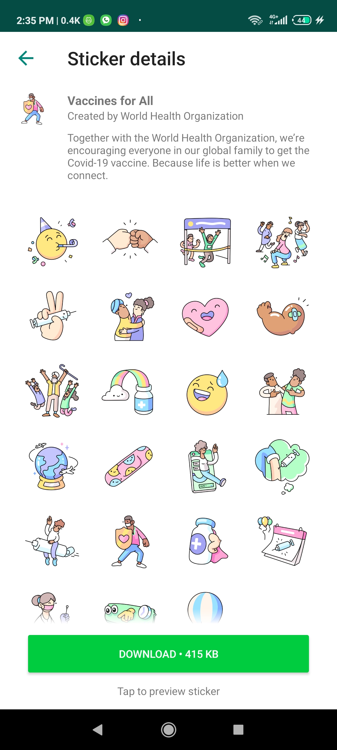 whatsapp vaccine for all stickers