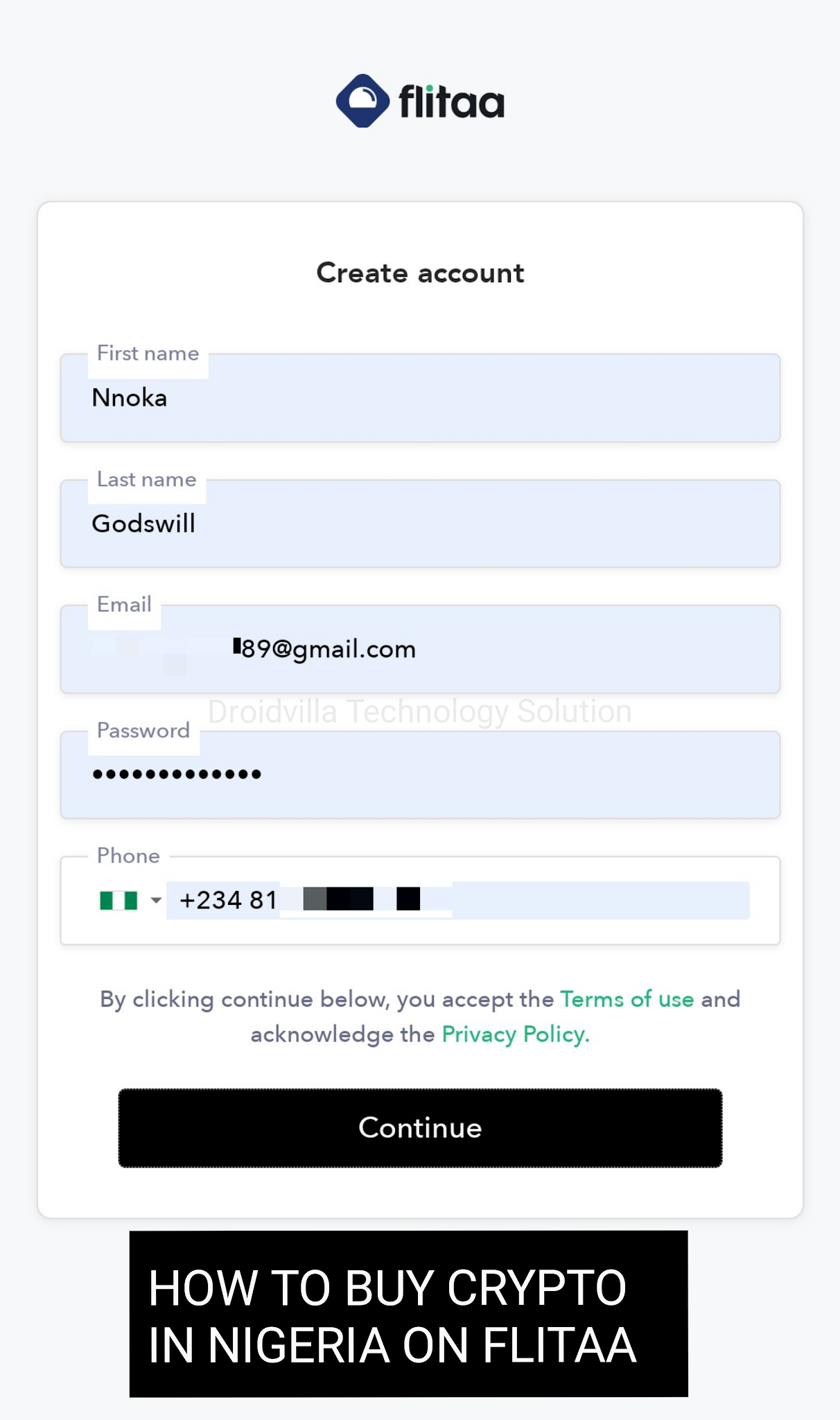 Buy crypto in Nigeria on flitaa