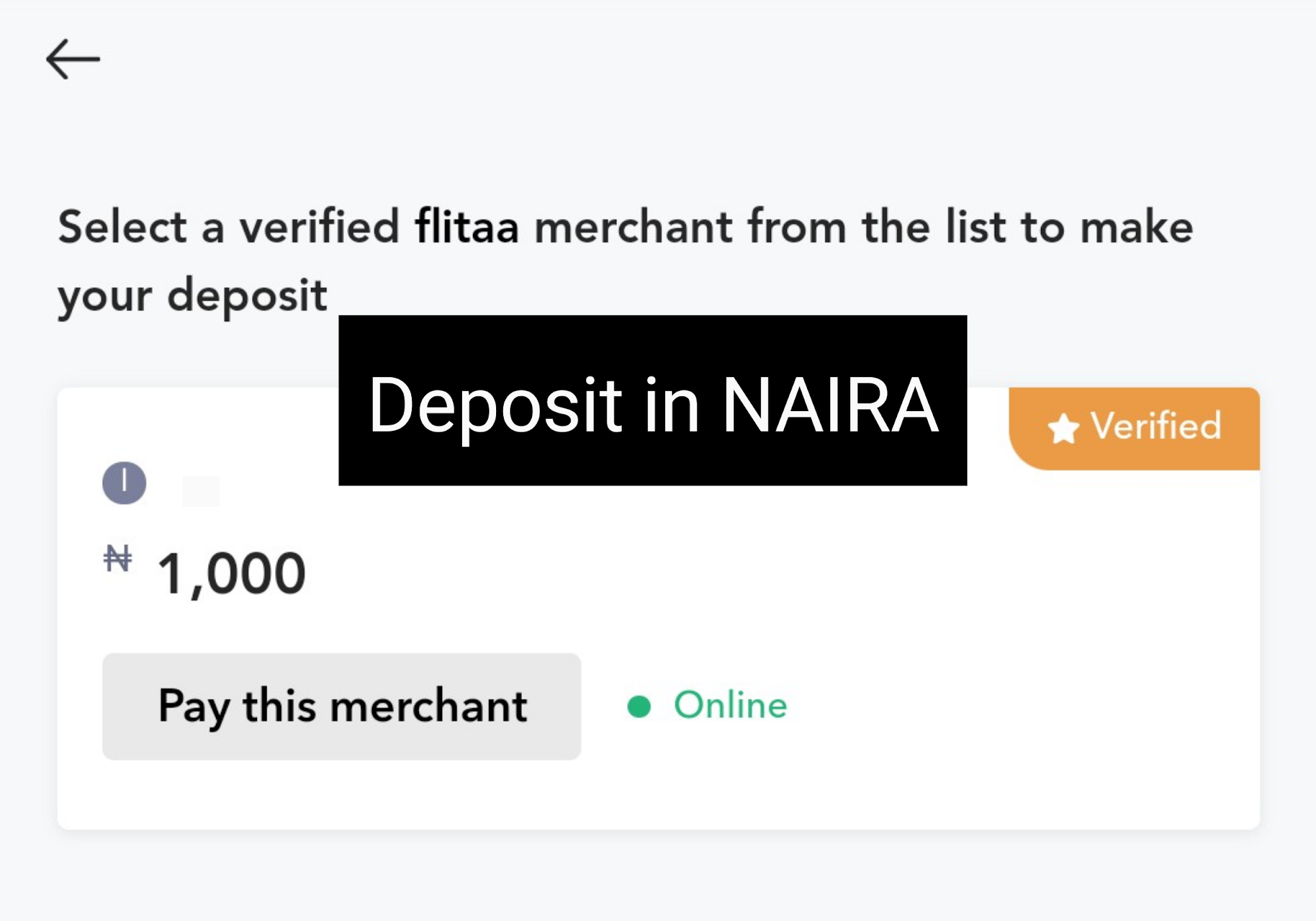 Deposit naira to buy crypto in Nigeria on flitaa