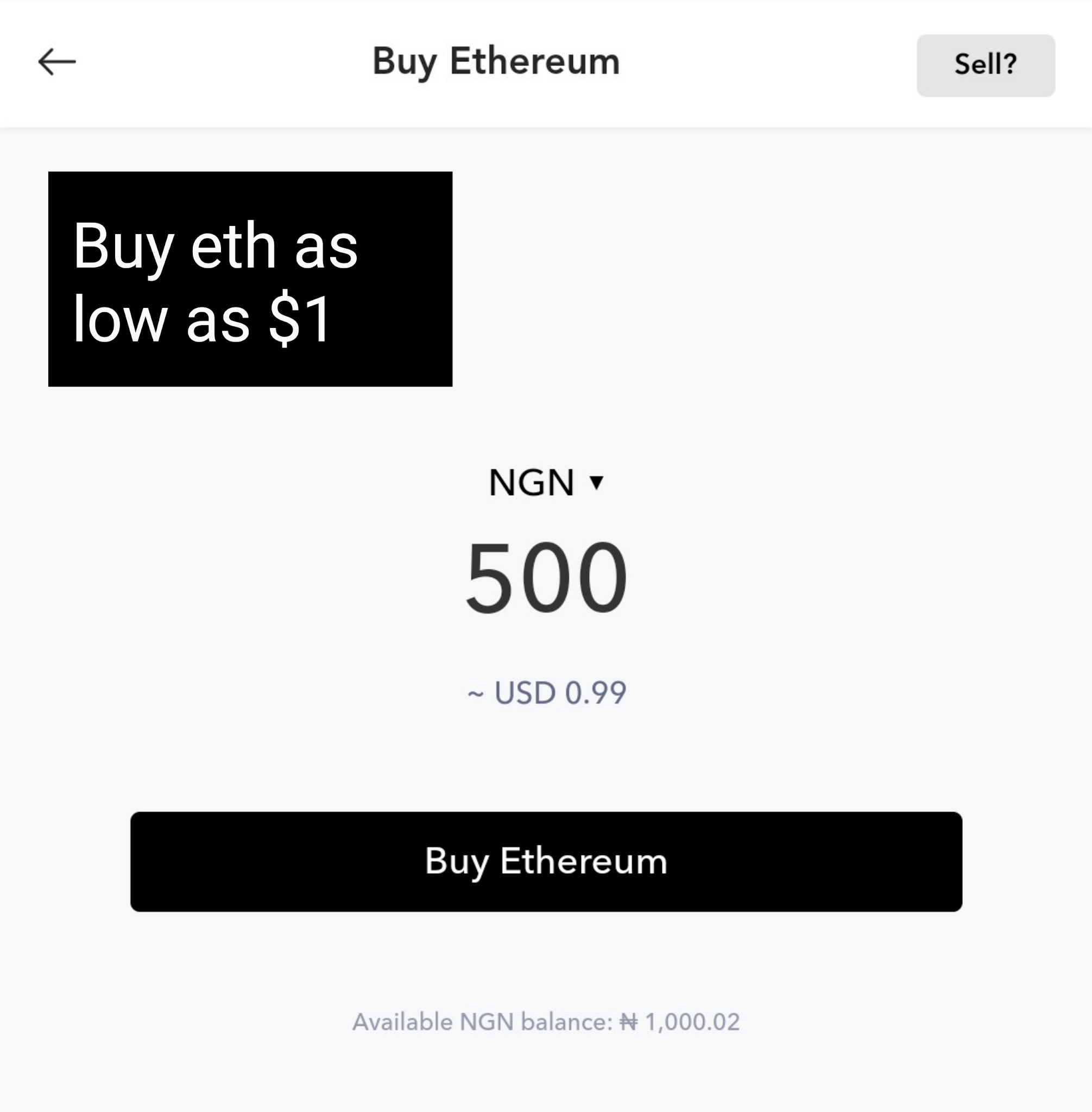 Buy crypto as low as NGN 500