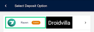 Select raven as deposit option