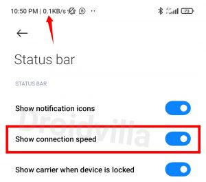 Show connection speed
