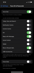 Turn off iPhone control center access