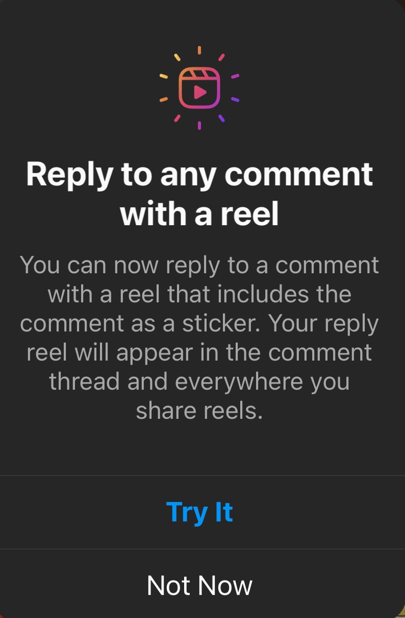 Comment with a reel