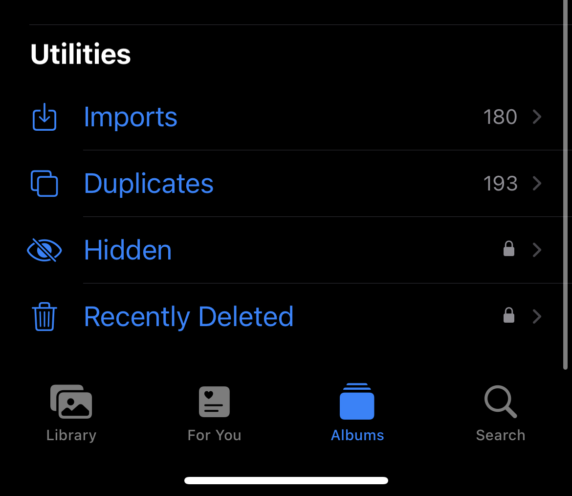 view Hidden Photos and recently deleted