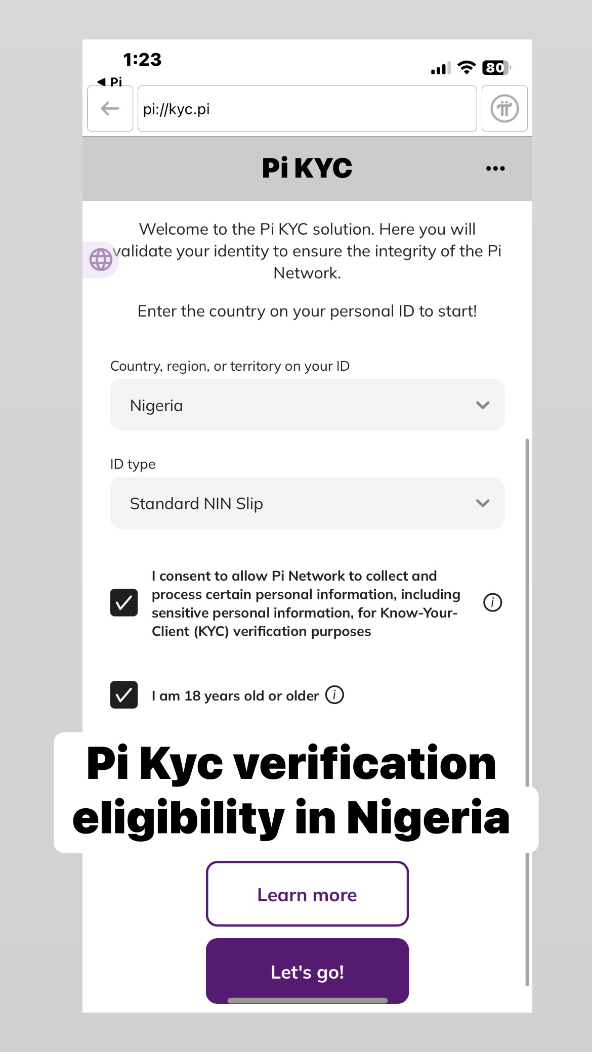 Pi Kyc verification eligibility in Nigeria 