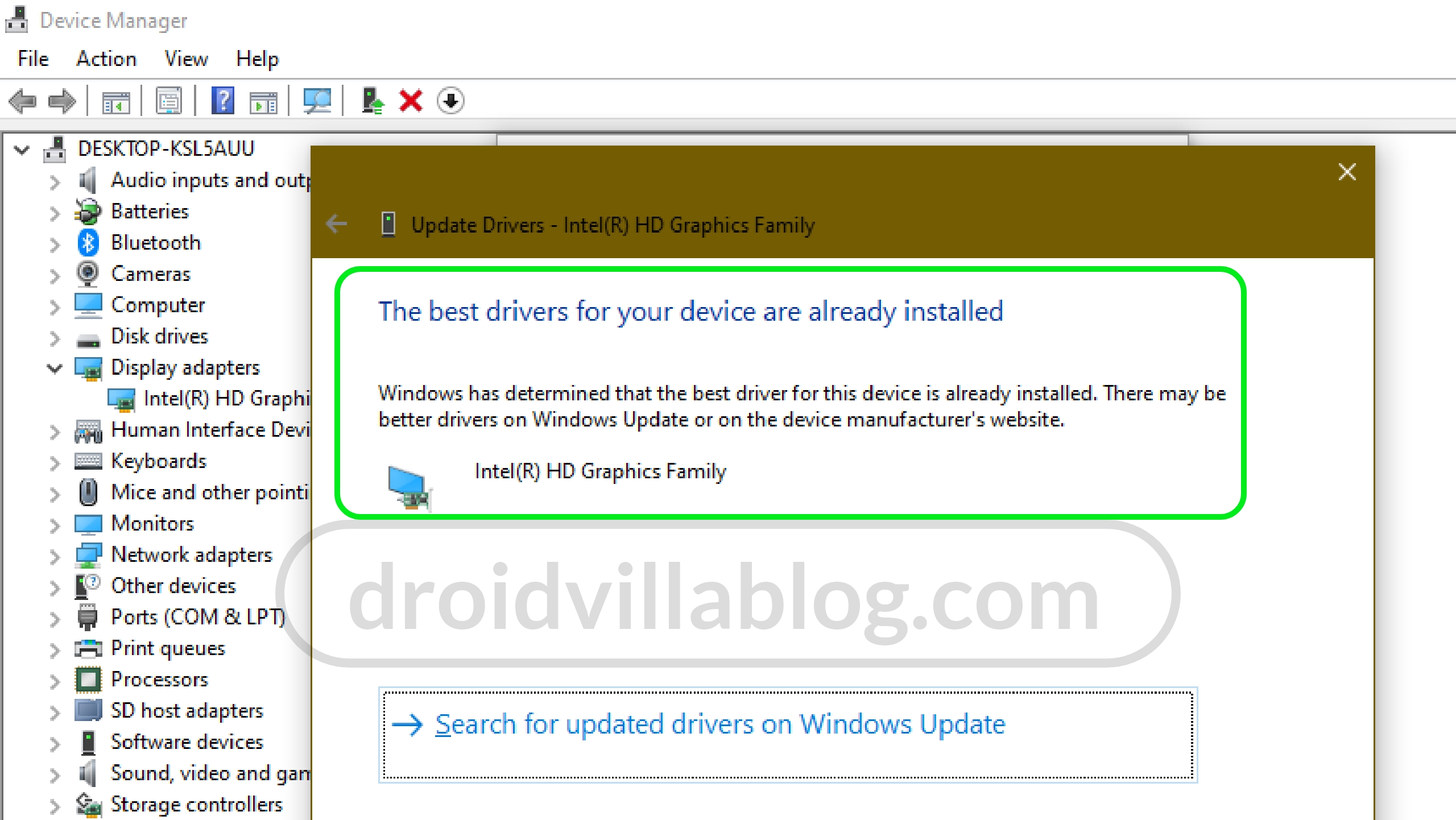 the best driver for your device are already installed