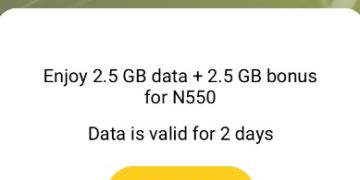 MTN 500 for 5GB and 100 for 1GB