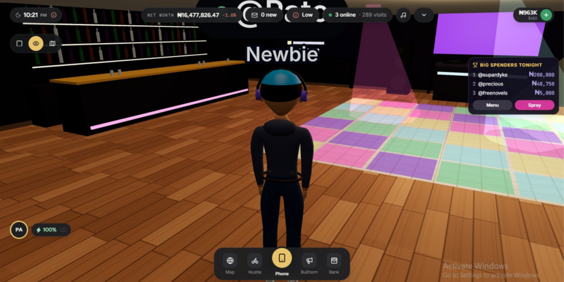 Austraverse free 3D crypto city with live coin ticker in Lagos